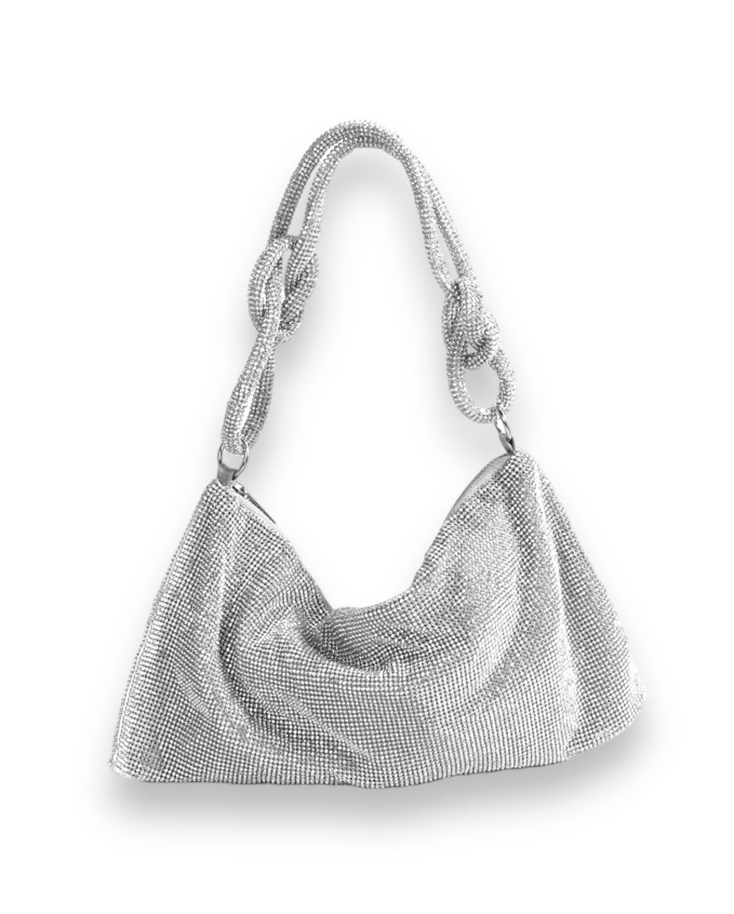 Ana Mini Rhinestone Purse in Silver